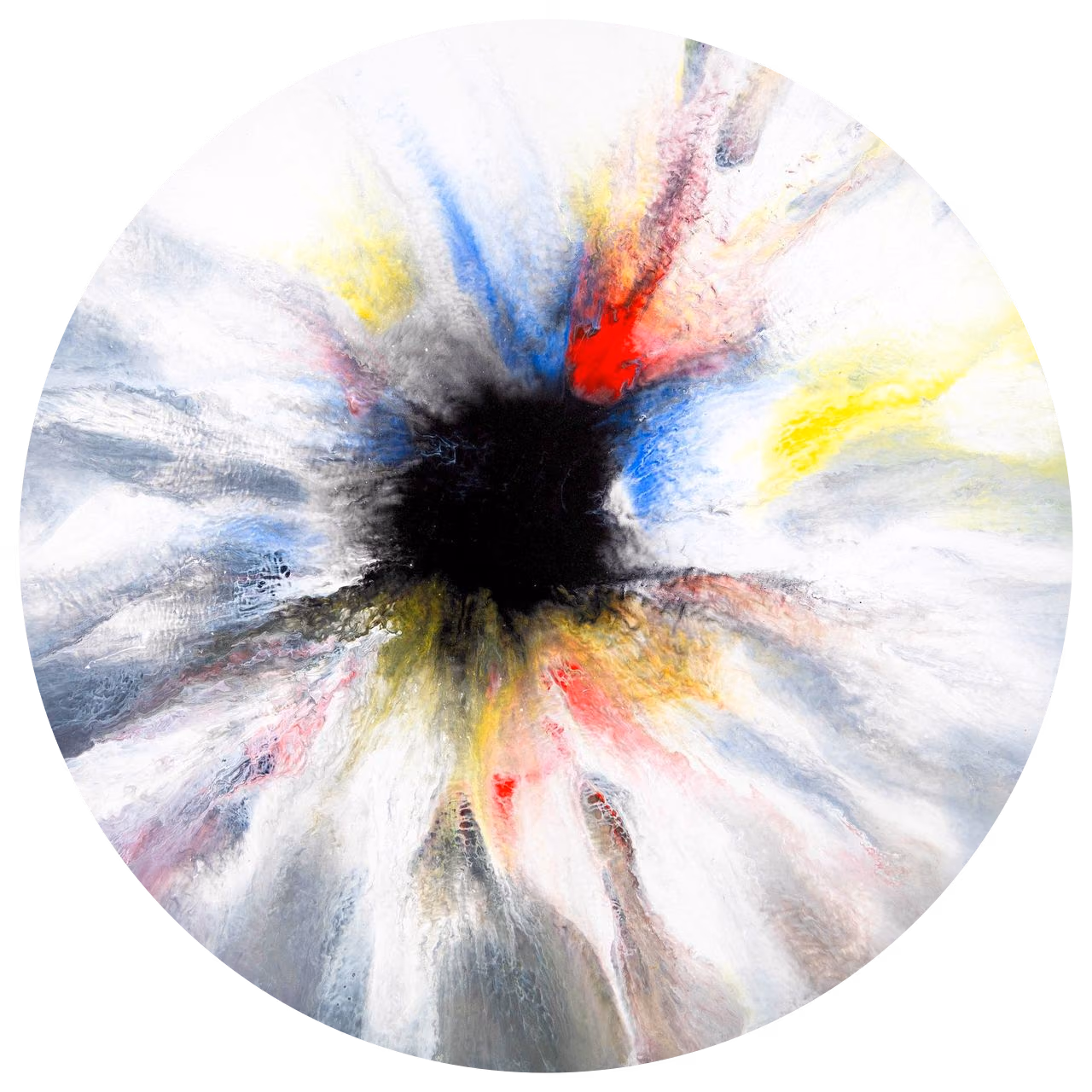 Composition 64 (2023), toile ronde de 100 cm, acrylique sur toile
