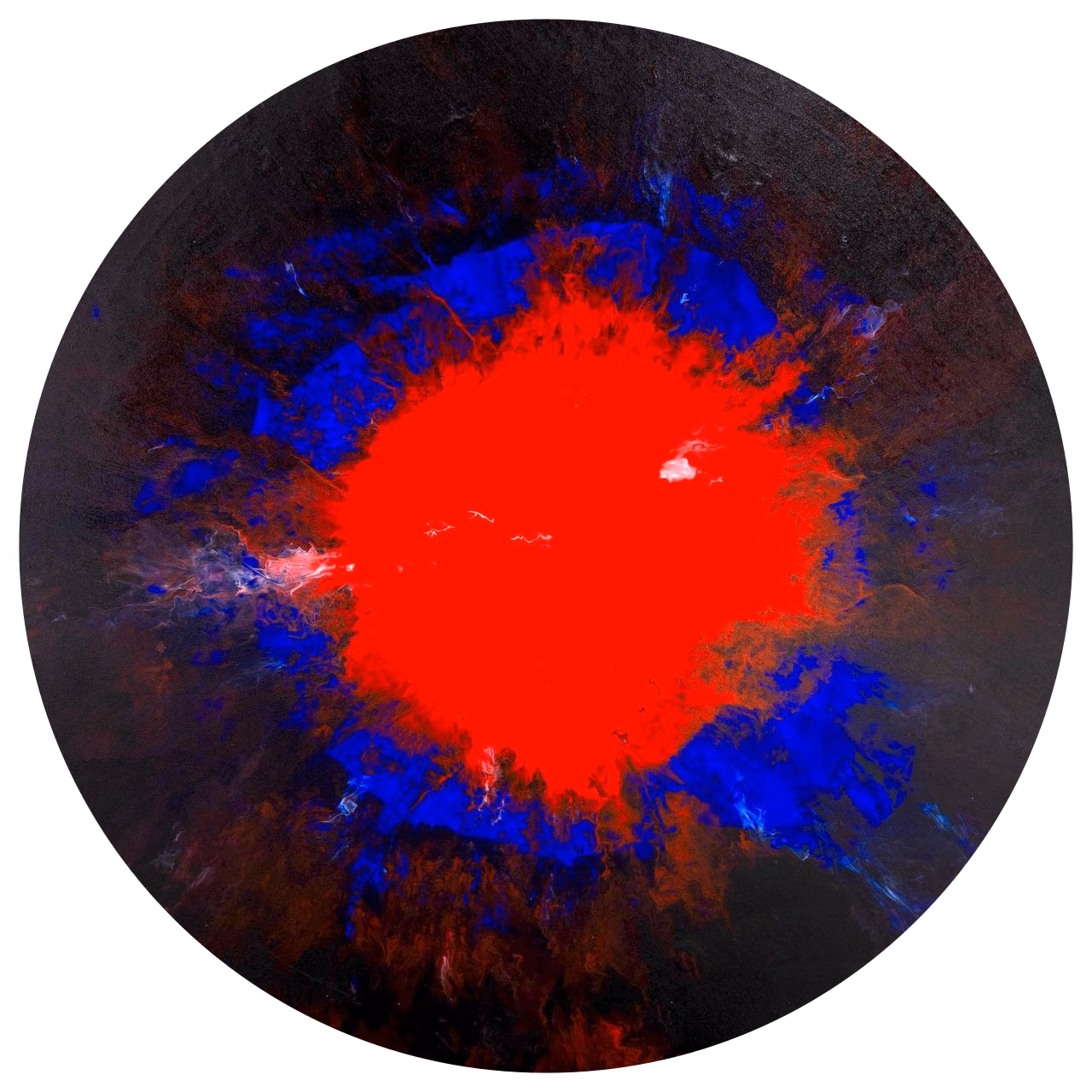 Composition 70 (2024), toile ronde de 100 cm, acrylique sur toile