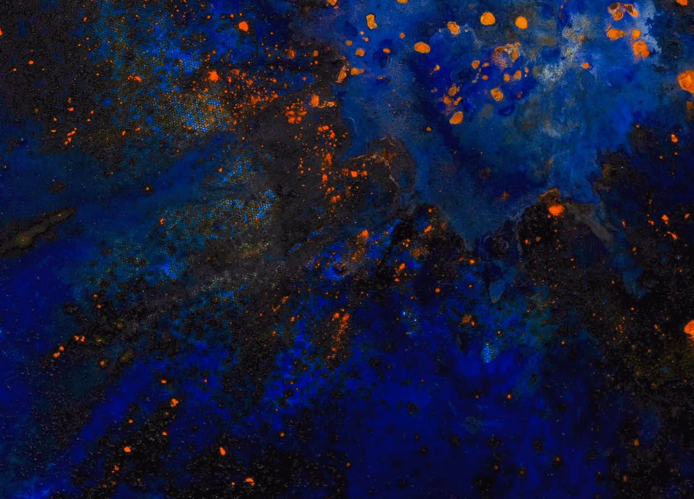 Détail de Composition 79 : pigments bleu profond